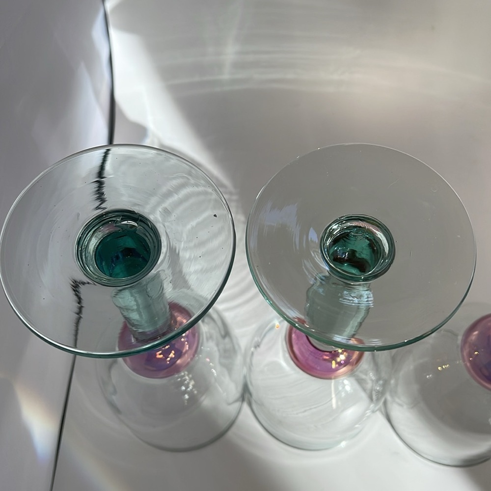 Green Tint Wine Glasses set of 4 Vintage - Picture 10 of 13
